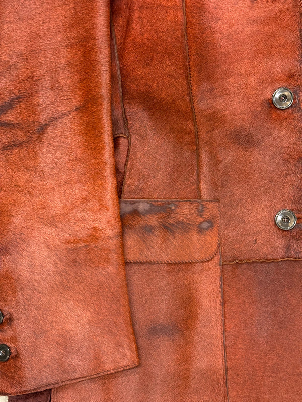 A/W2000 Roberto Cavalli pony hair leather belted coat