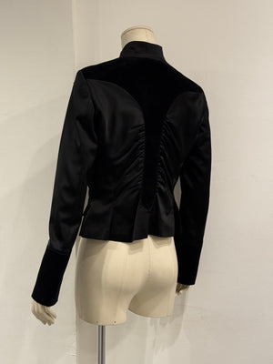 2000s Roberto Cavalli ruched velvet trimmed jacket