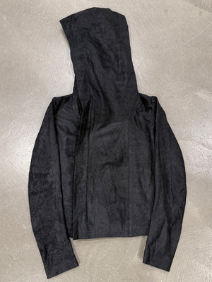 2000s Rick Owens hooded leather jacket