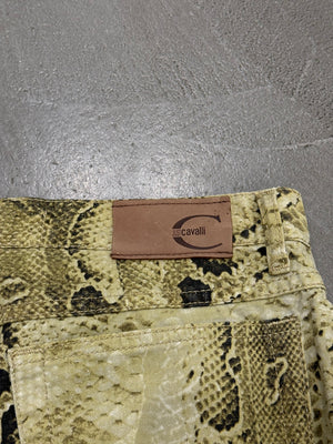 2000s Cavalli snakeskin print flared jeans