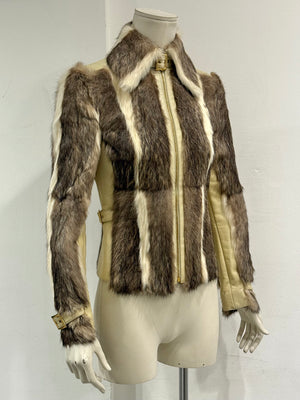 A/W2001 Dolce & Gabbana fur & leather biker jacket