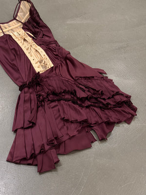 A/W2004 Roberto Cavalli corset ruffle mini dress