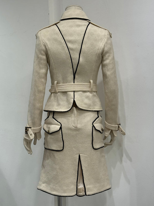 2000s Roberto Cavalli tweed set jacket & skirt