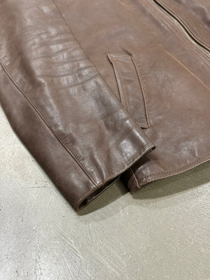 2000s Armani leather zip jacket