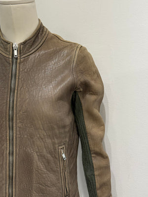 2000s Rick Owens tail distressed leather jacket