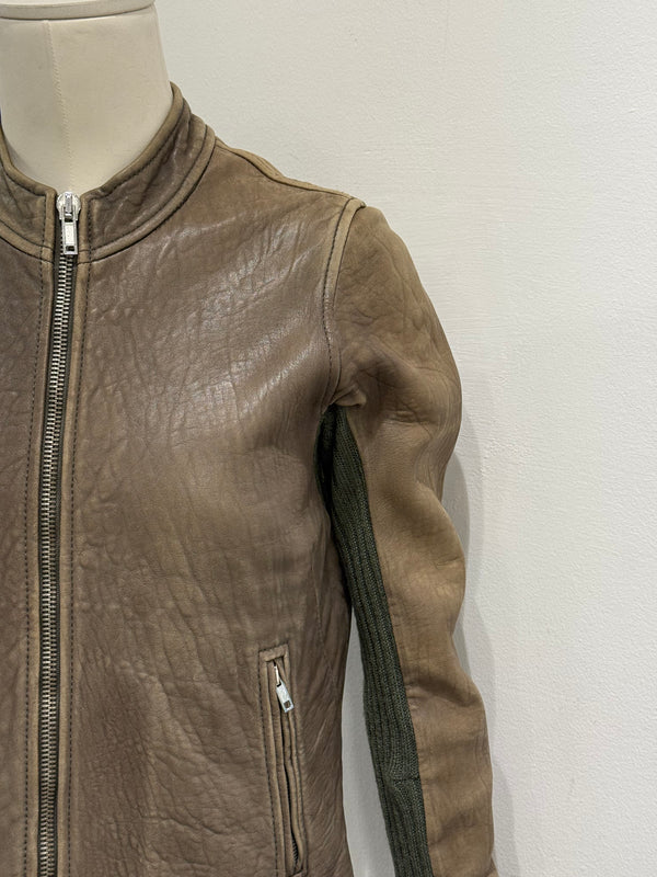 2000s Rick Owens tail distressed leather jacket