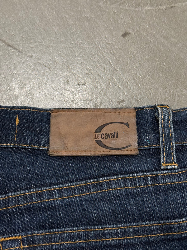 2000s Cavalli crystal-embellished flare jeans