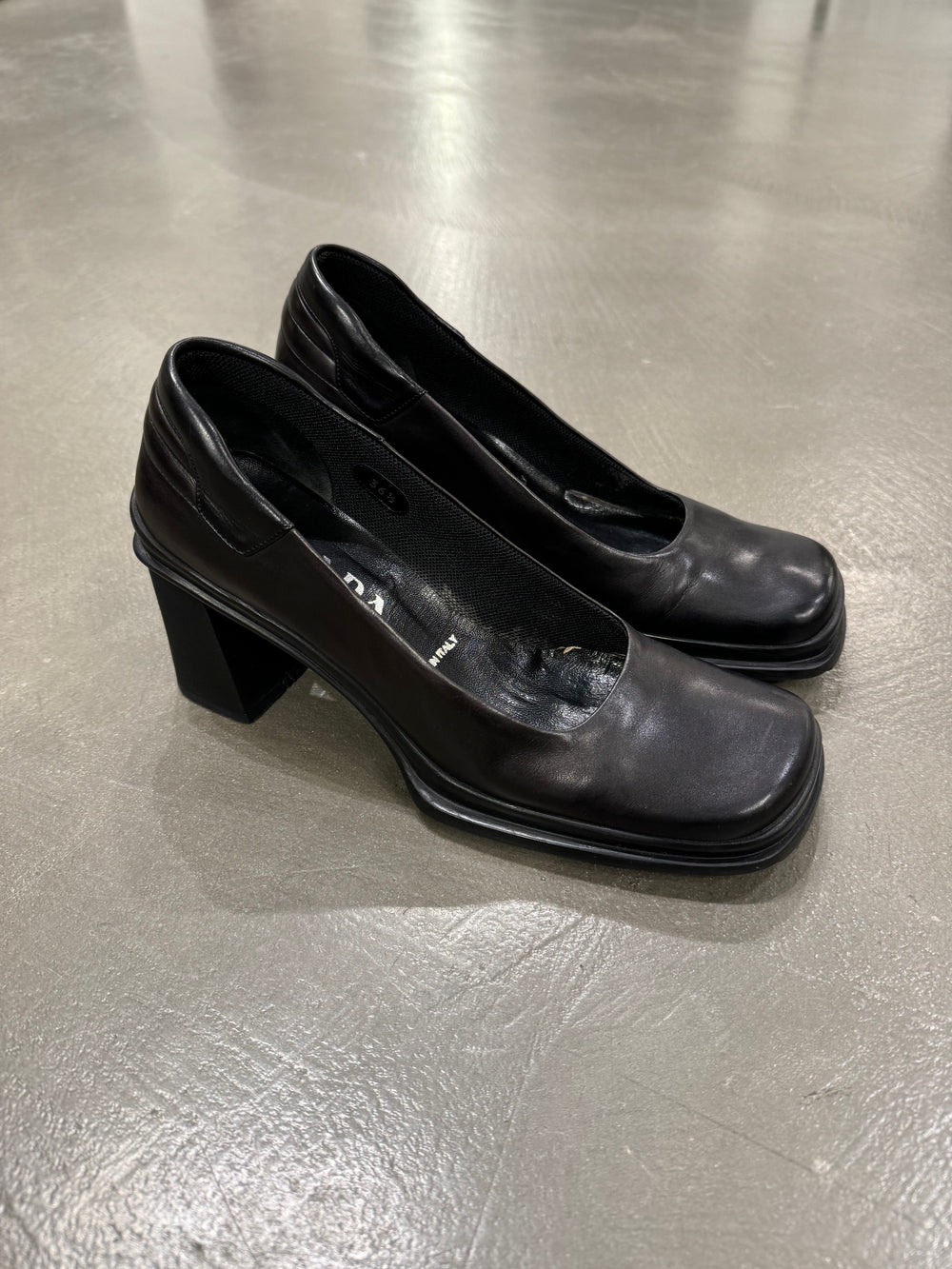 1999 Prada biker leather heels