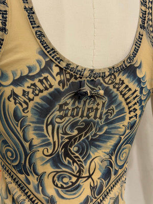 2000s Jean Paul Gaultier printed mesh tank top