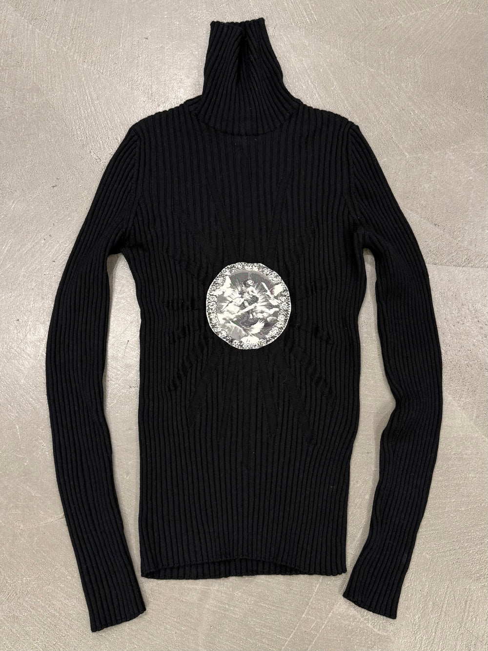 A/W2007 Jean Paul Gaultier medallion print corduroy turtleneck