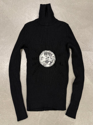 A/W2007 Jean Paul Gaultier medallion print corduroy turtleneck