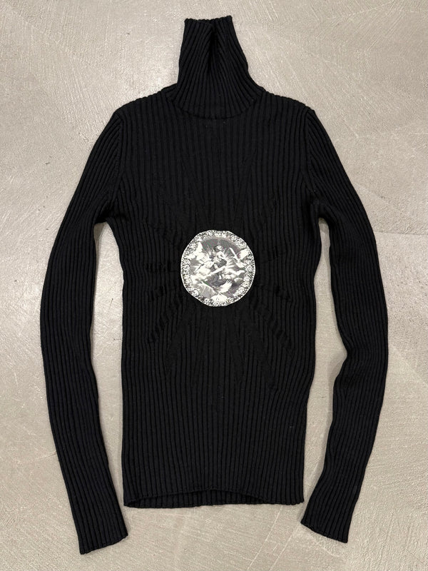 A/W2007 Jean Paul Gaultier medallion print corduroy turtleneck