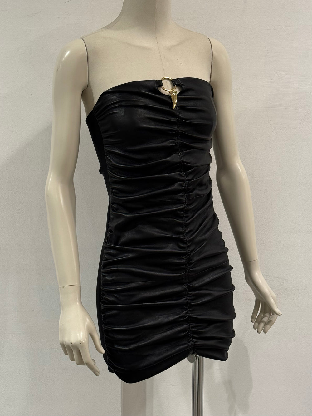2000s Roberto Cavalli leather mini dress with horn detail