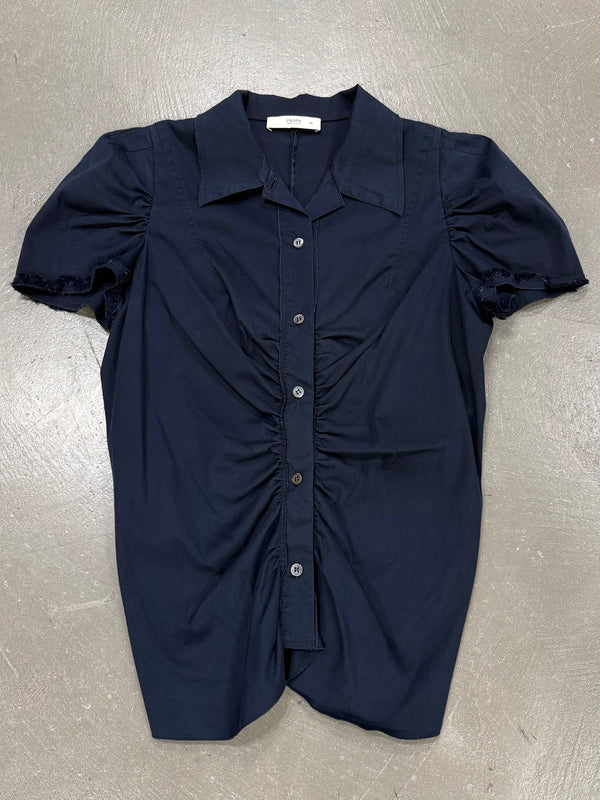 2000s Prada ruched short sleeve shirt