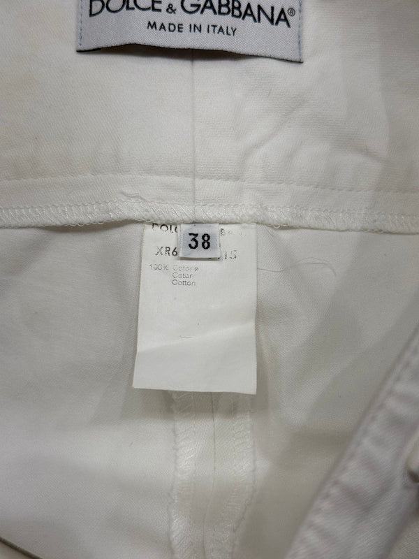 2001 Dolce & Gabbana white cotton belted shorts