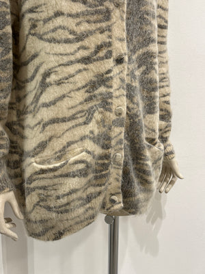 2015 Saint Laurent by Hedi Slimane tiger mohair knit cardigan