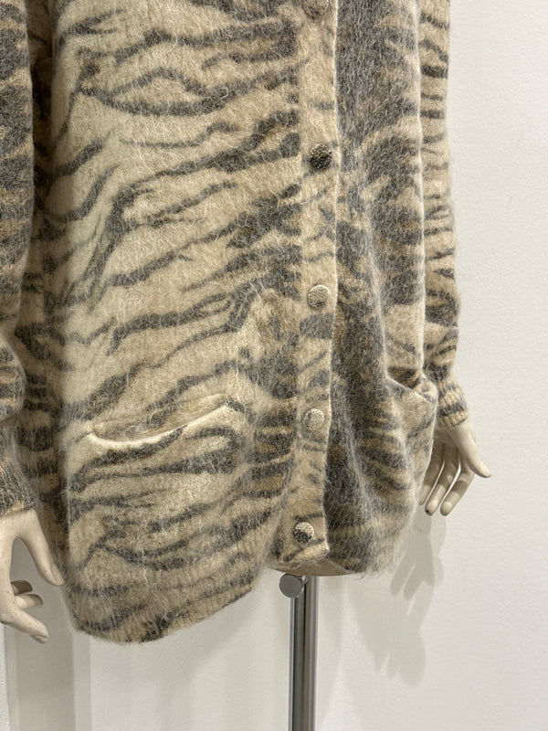 2015 Saint Laurent by Hedi Slimane tiger mohair knit cardigan