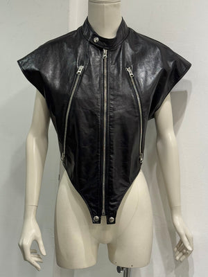 2023 Maison Margiela asymmetric 5-zip leather vest