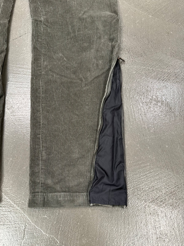 2000s Prada double waisted hybrid corduroy pants