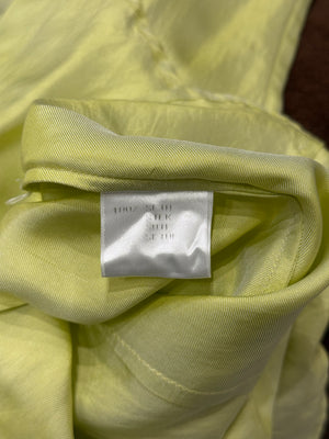 2000s Roberto Cavalli lime green silk shirt with flared cuffs
