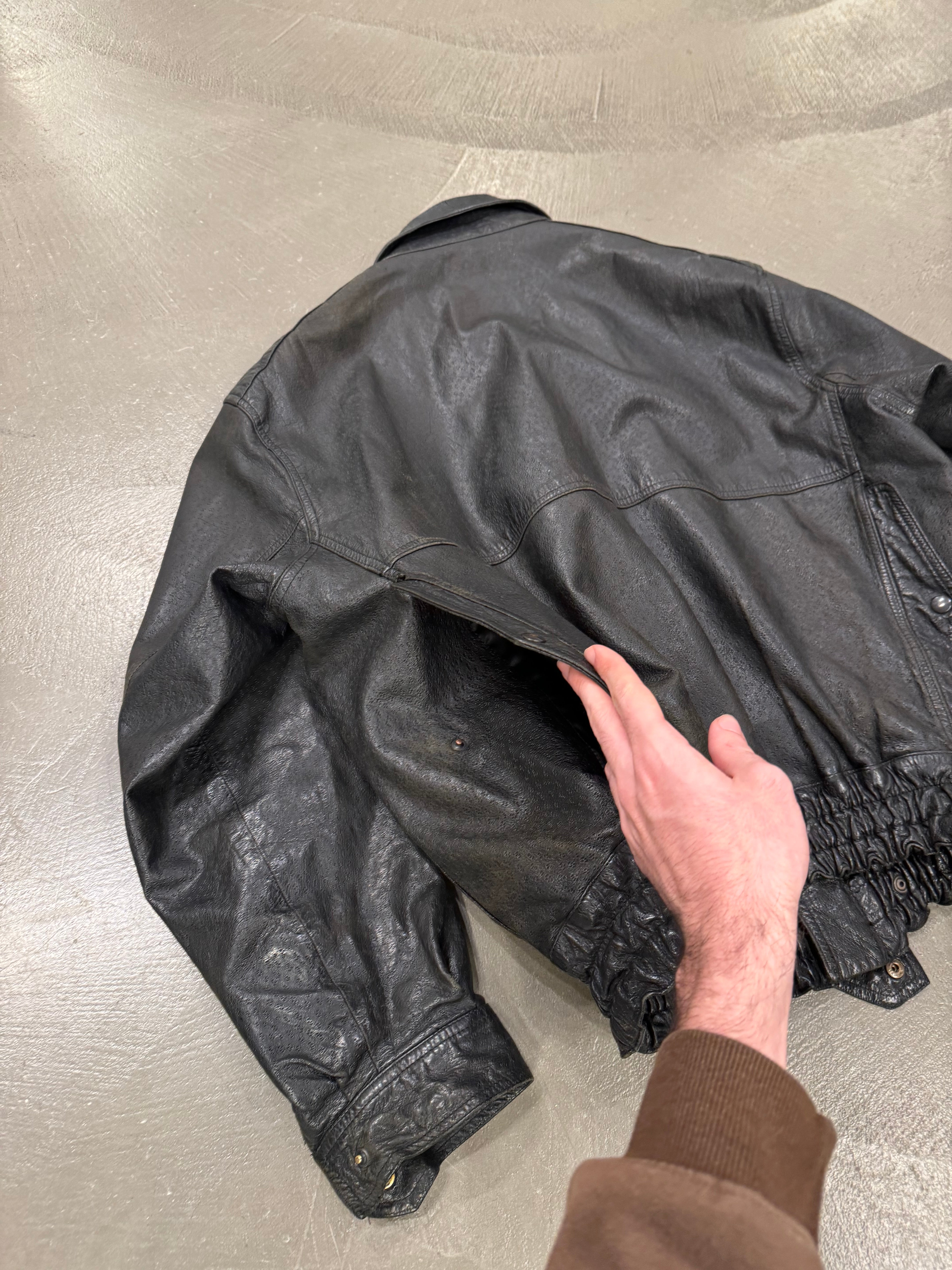 A/W1982 Giorgio Armani leather cargo bomber jacket