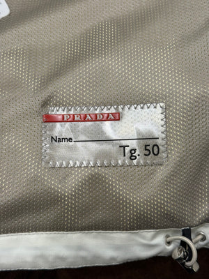 2000s Prada white zip jacket with red piping