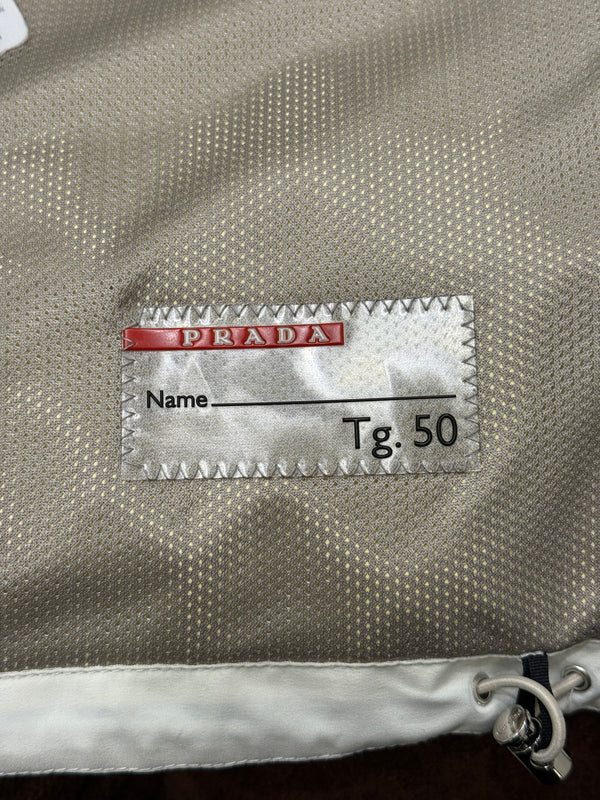 2000s Prada white zip jacket with red piping