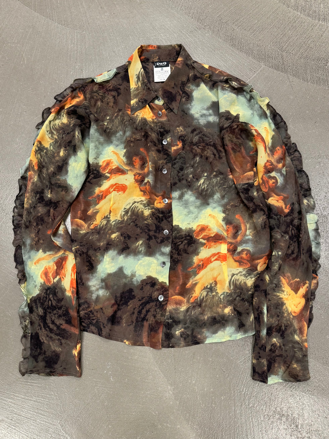 2003 Dolce & Gabbana cherub print silk shirt
