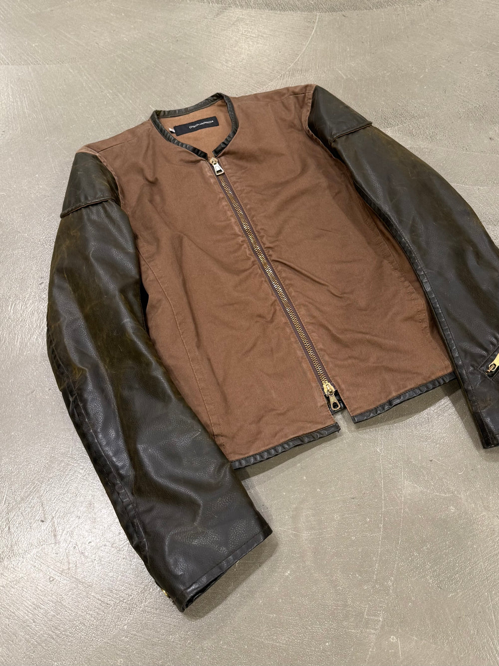 A/W 2003 Dsquared2 hybrid faux leather sleeves jacket