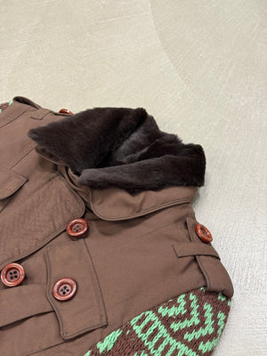 2005 Christian Dior by John Galliano knit sleeve hybrid jacket with fur lining