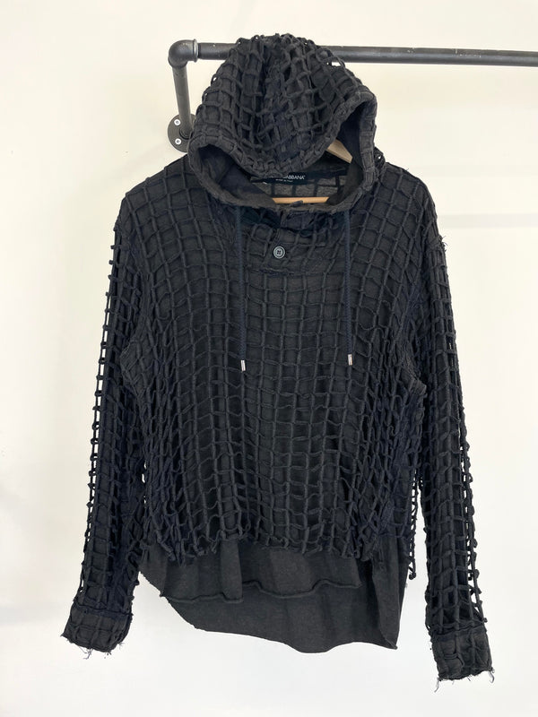 AW2012 Dolce & Gabbana laser cut net double layer hoodie