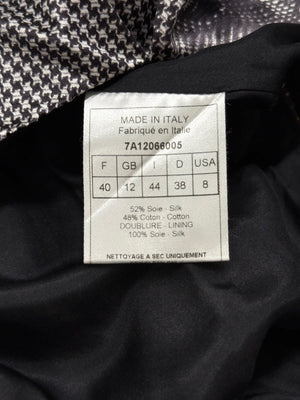 2000s Christian Dior Houndstooth silk dress with floral Appliqué