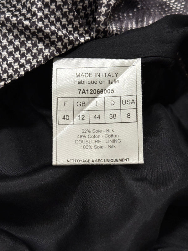 2000s Christian Dior Houndstooth silk dress with floral Appliqué