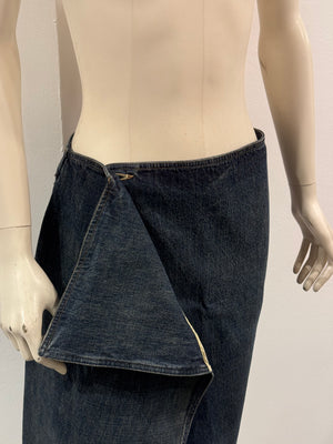 S/S2000 Gucci by Tom Ford wrap denim midi skirt