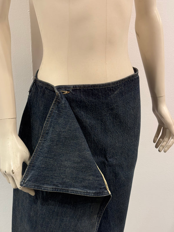 S/S2000 Gucci by Tom Ford wrap denim midi skirt