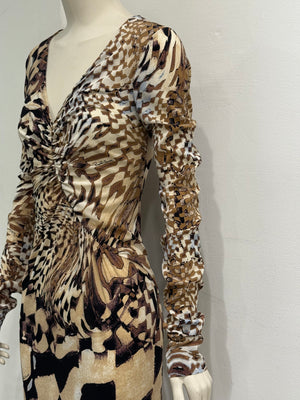 2003 Roberto Cavalli geometric psychedelic dress
