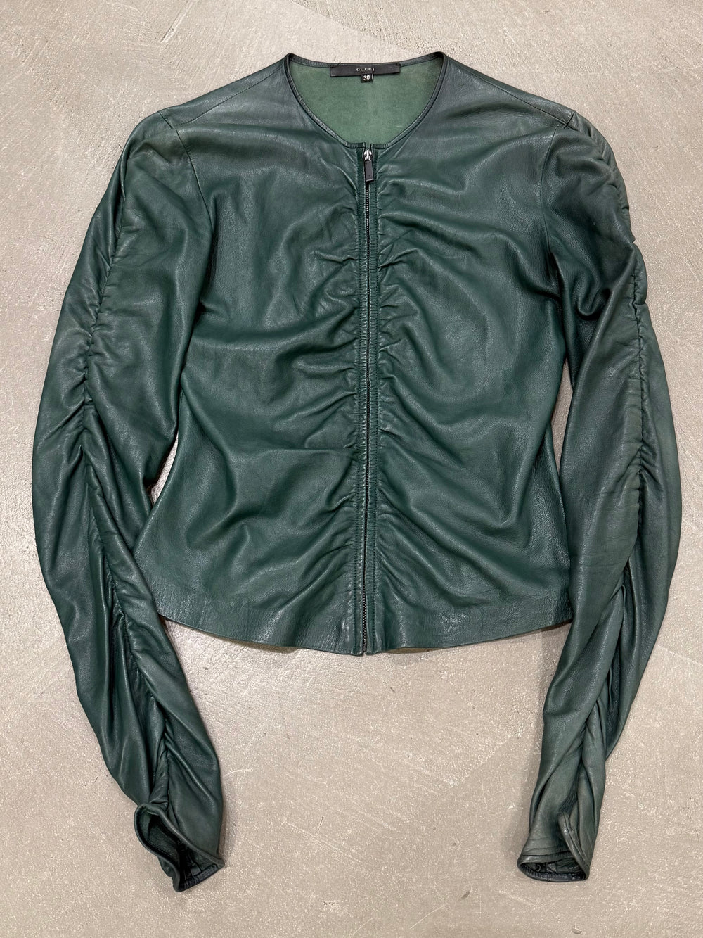 1999 Gucci by Tom Ford runway ruched leather jacket