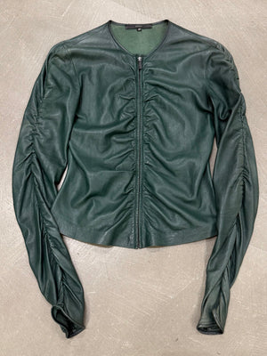 1999 Gucci by Tom Ford runway ruched leather jacket