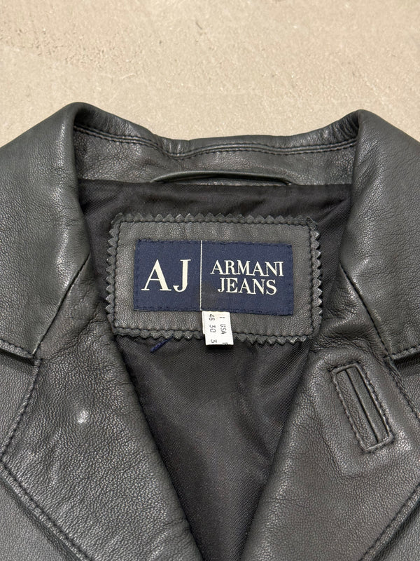 2000s Armani leather blazer jacket