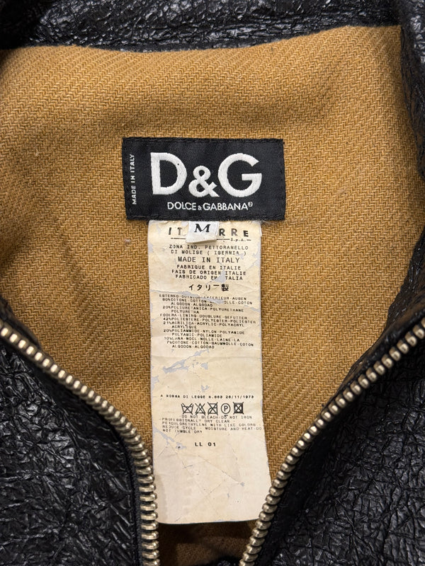 2000s Dolce & Gabbana faux leather wrinkle jacket