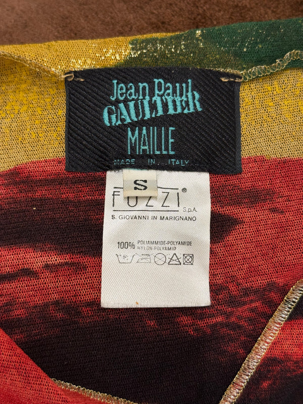 S/S1996 Jean Paul Gaultier flamingo mesh vest