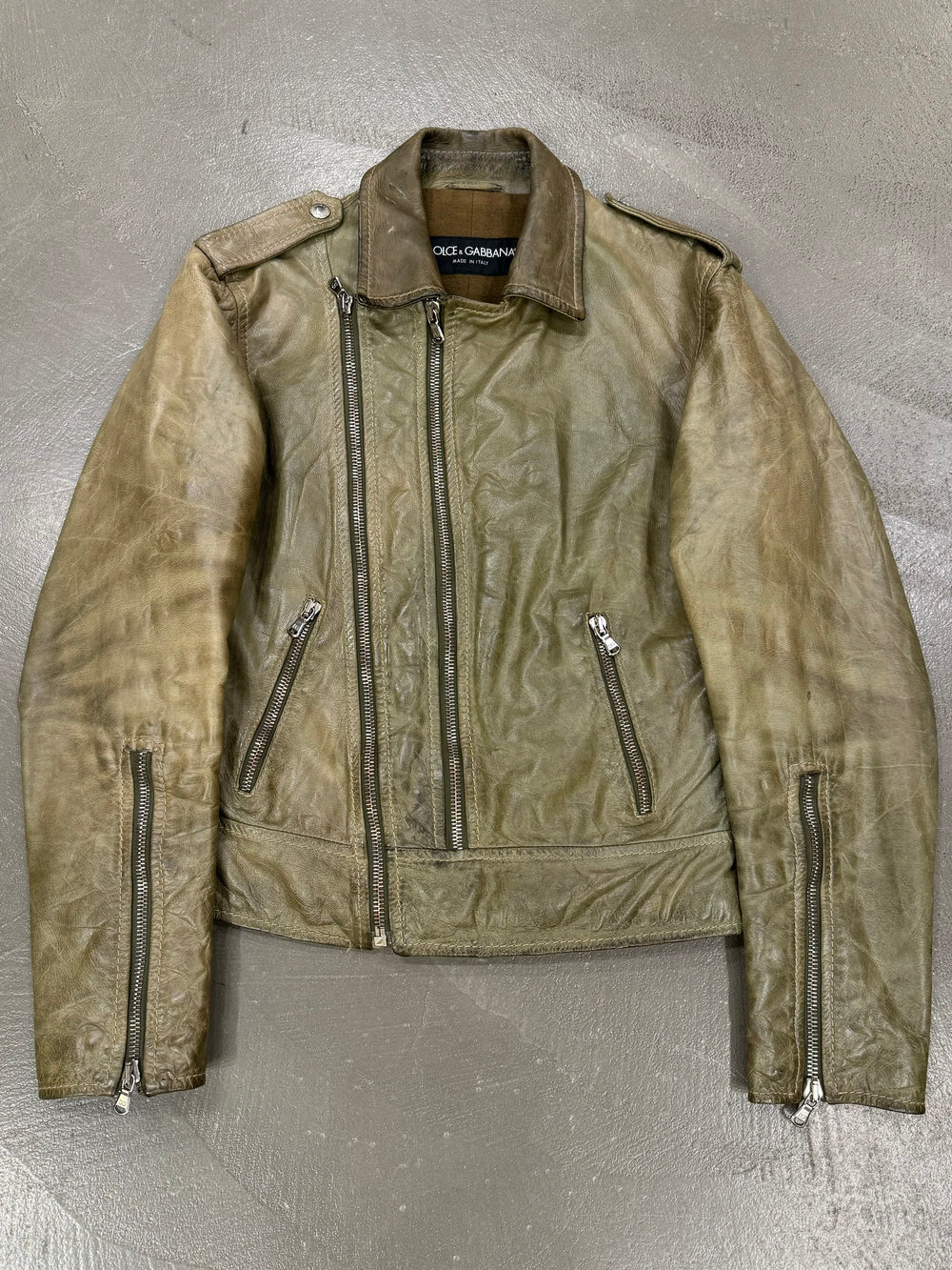 A/W2001 Dolce & Gabbana faded zip aviator jacket
