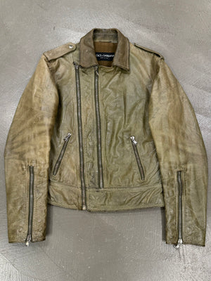 A/W2001 Dolce & Gabbana faded zip aviator jacket