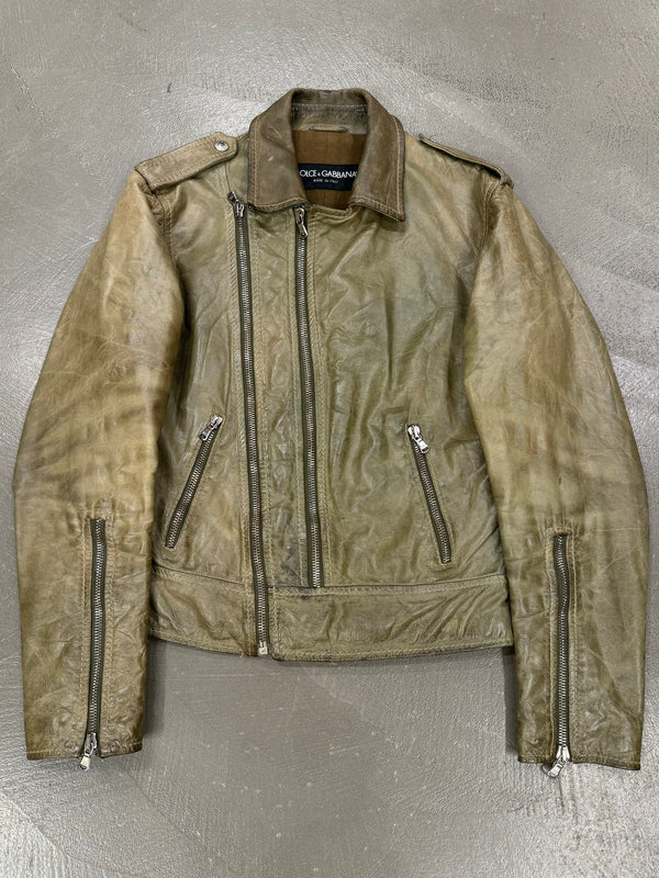 A/W2001 Dolce & Gabbana faded zip aviator jacket