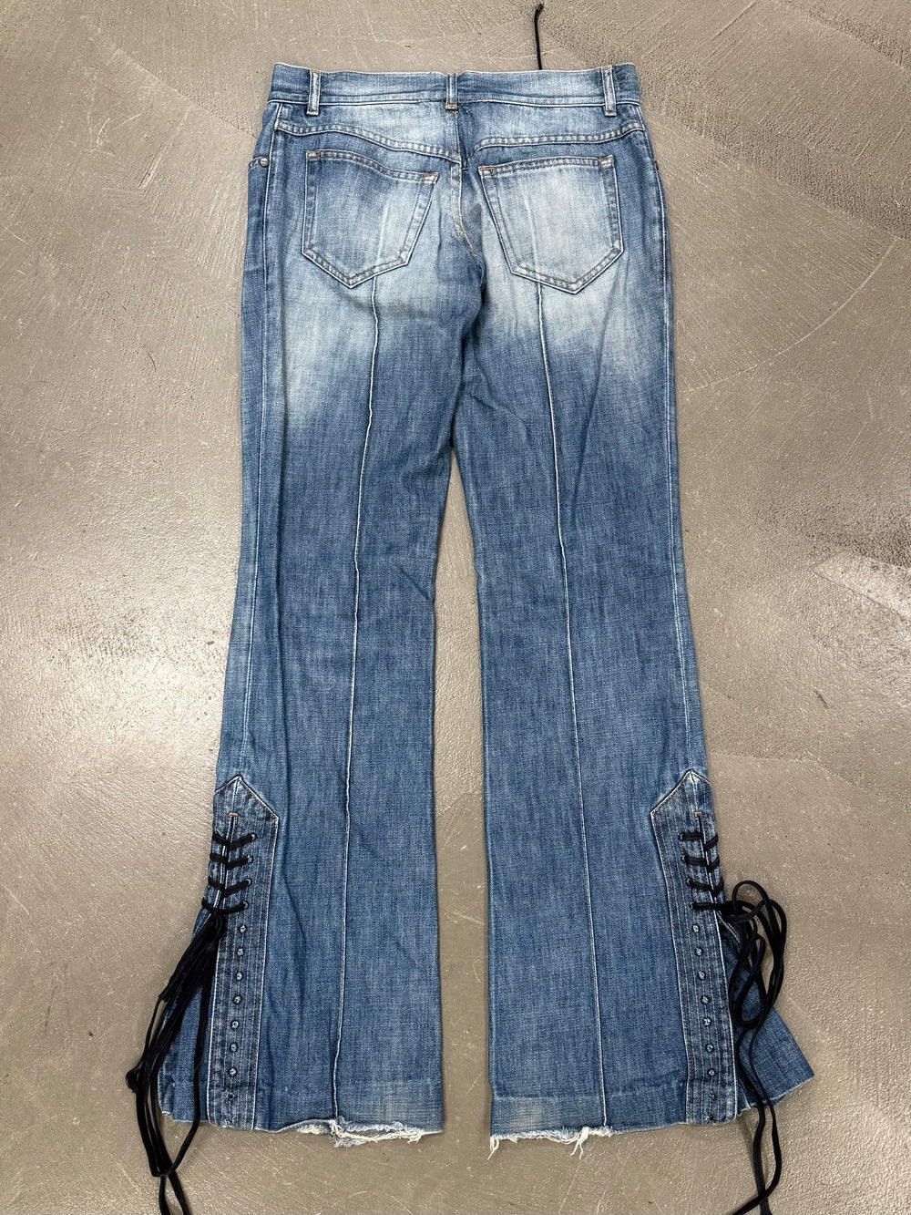 2000s Alexander McQueen low rise lace-up jeans