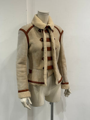 Roberto Cavalli shearling jacket with contrast leather details