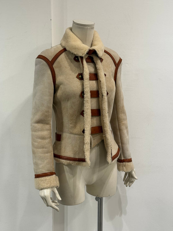 Roberto Cavalli shearling jacket with contrast leather details