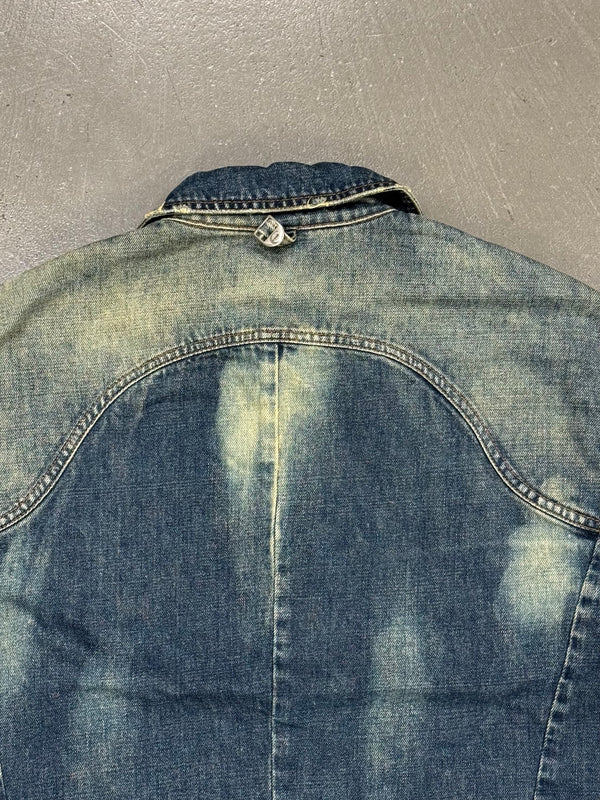 2000s Roberto Cavalli washed faded denim jacket