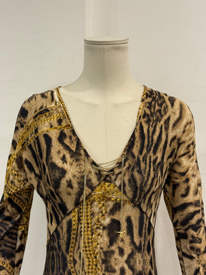 F/W2003 Roberto Cavalli leopard print dress with chains