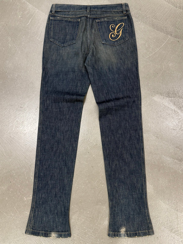2000s Gucci by Tom Ford embroidered logo jeans